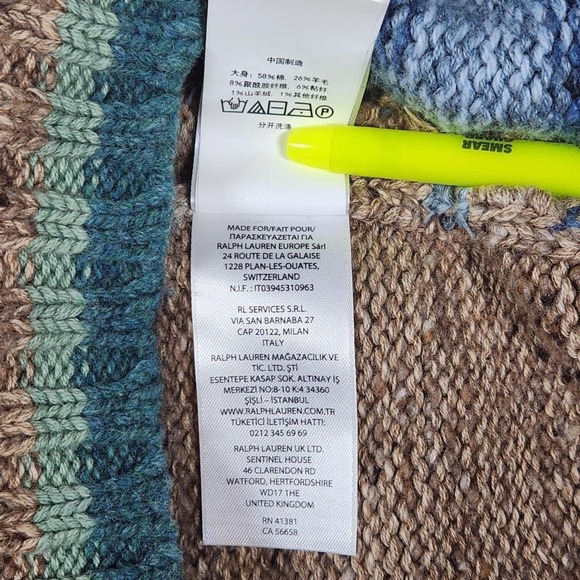 Rare Polo Ralph Lauren Aztec Flower Intarsia Sweater S Beige Multi Unisex  $425 - Picture 8 of 14